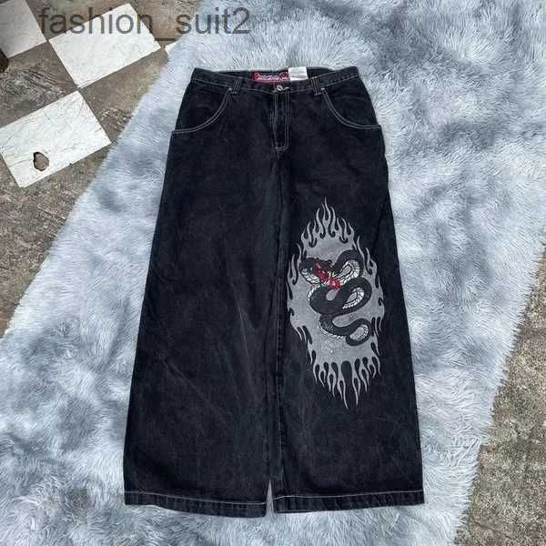 JNCO Y2K Street Giyim Erkekler Kot Mens Tasarımcı Kot Moda Hip Hop Boks Eldivenleri Grafik Baskı Buldu Siyah Pantolon Harajuku Gotik Geniş Pantolon 11 2flz