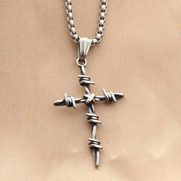 Anhänger Halsketten Gothic Religion Jesus Thorn Kreuz Mode Einfache Hip Hop Punk Stil Frauen Männer Geheimnisvolle Geschenk Schmuck