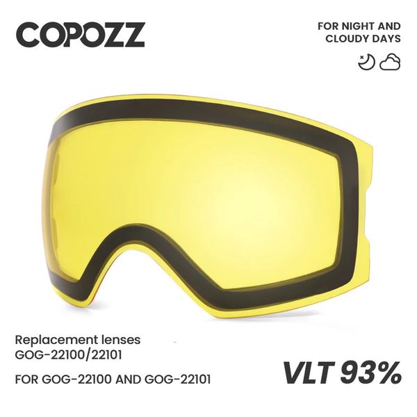 COPOZZ Lente per maschera da sci di ricambio per modello 22100/22101 Anti-fog UV400 Occhiali da sci Maschere da neve Lenti per occhiali Solo lente 240109