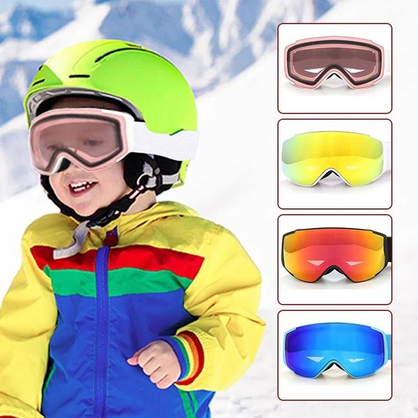 Occhiali bambini bambini occhiali da sci doppi strati UV400 antiappannamento occhiali da sci maschera ragazze ragazzi sport all'aria aperta occhiali da snowboard occhiali