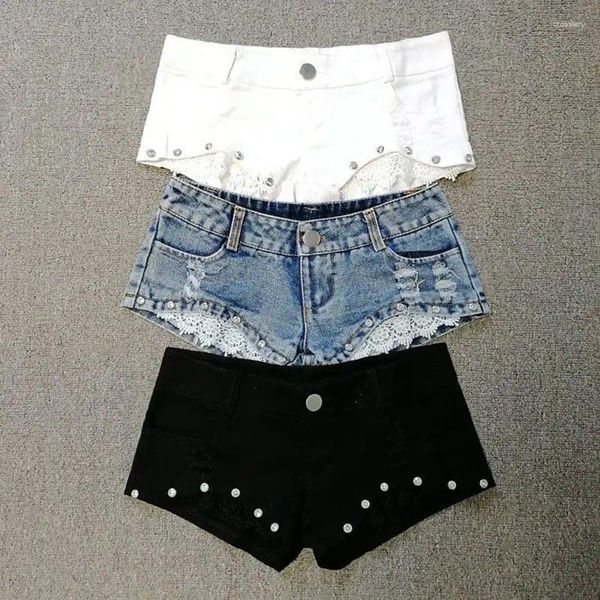 Frauen Shorts Japanischen Stil Diamant Denim Frauen 2024 Sommer Nähte Spitze Sexy Dünne Mini Ropa Mujer