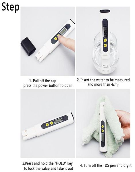 Misuratori portatili 0990 Ppm TDS Meter Analizzatore di acqua digitale Tester di purezza Penna Idroponica Misuratore di rilevamento di laboratorio impermeabile elettrico9283584