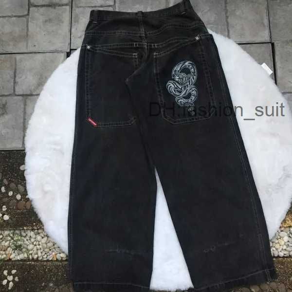 JNCO Y2K Street Giyim Erkekler Kot Mens Tasarımcı Kot Moda Hip Hop Boks Eldivenleri Grafik Baskı Bozuk Siyah Pantolon Harajuku Gotik Geniş Pantolon 12 Tnhv