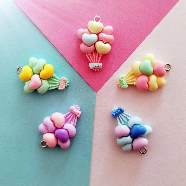 Collane con ciondolo 10 pezzi Kawaii Love palloncino colorato bouquet collana in resina fai da te bracciale orecchini portachiavi accessori decorativi