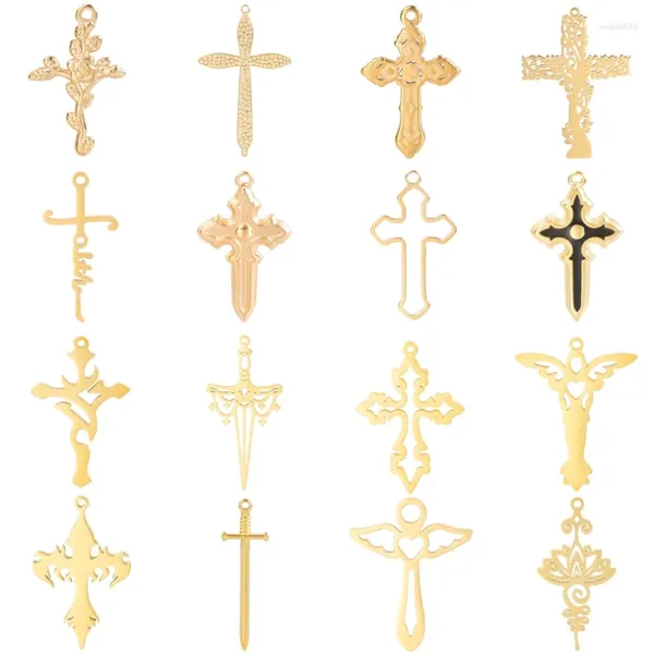 Encantos 4 pçs moda flores religiosas jesus cruz designer para fazer jóias suprimentos pingente pulseira colar brinco