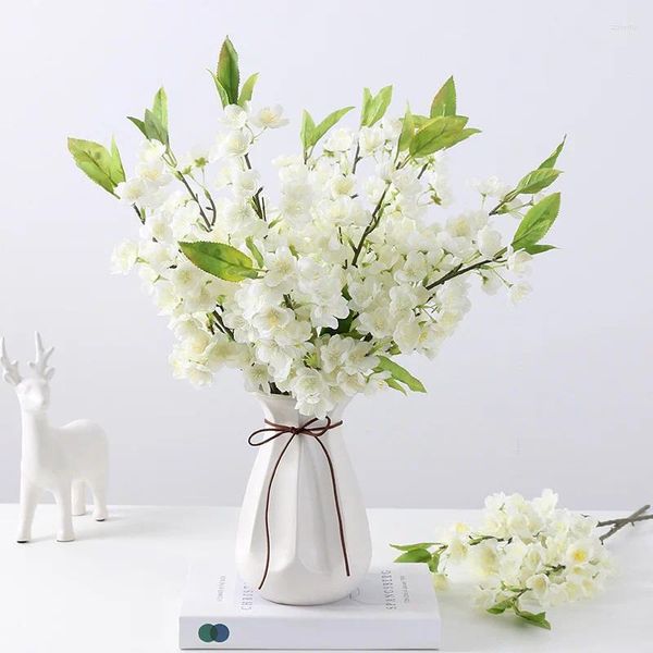 Flores decorativas 1 pc diy flor falsa seda artificial flor de pêssego ramo arranjo de casamento decoração de vaso de casa