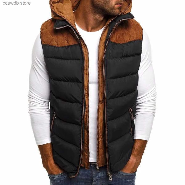 Canotte da uomo Autunno Inverno Gilet da uomo Gilet casual Gilet senza maniche Gilet con cappuccio maschile Capispalla Cappotto caldo Giacca con cerniera Gilet con cappuccio T240110