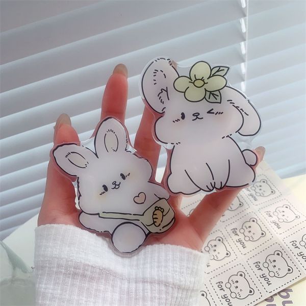 Korea 3D Weiß Kaninchen Acryl Telefon Halter Erweitern Stand Für iphone 15 14 13 Universal Smart Faul Farbige Halterung Geschenke