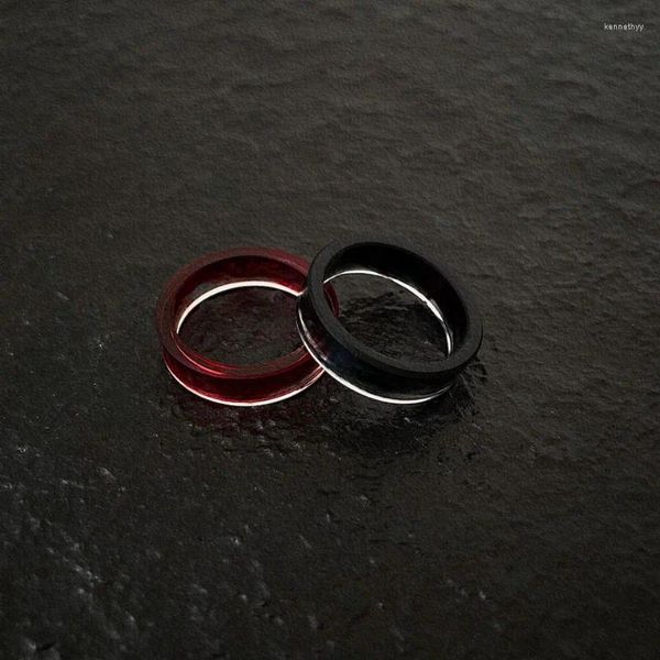 Cluster Ringe Tinte Dunkles Harz Paar Ring Punk Hip Hop Rot Vampir Halloween Finger Schmuck Geschenk Für Frauen Männer