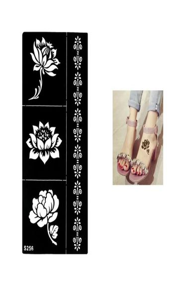 Folha inteira temporária preta henna flores de lótus estêncil tatuagem pulseira design de renda sexo feminino maquiagem ponta adesivo de arte corporal pa2676853