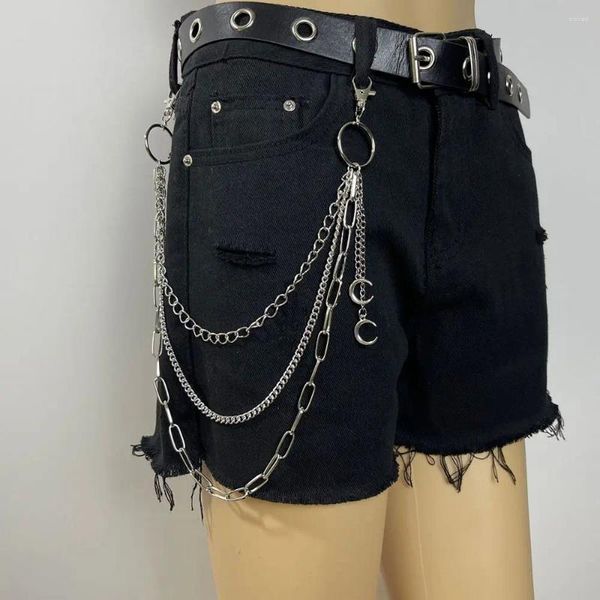 Cintos geométricos hiphop lua padrão multi-camada de metal corrente borla sexy cinto vestido acessórios presente para mulheres cintura