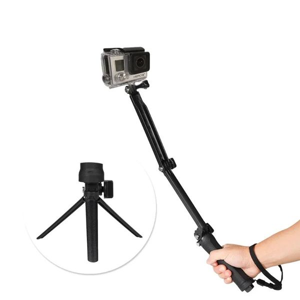 Treppiedi Go Pro Impugnatura a 3 Vie, Treppiede Monopiede Selfie Stick per Gopro 11 10 9 8 7 6 5 4 3 2 1 SJ4000 SJ7 Yi 4K DJI OSMO Action Camera