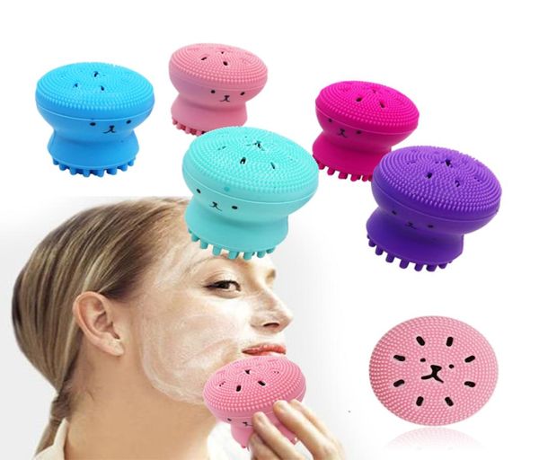 Cute Octopus Spazzola per la pulizia del viso in silicone Materiale morbido per uso alimentare Detergente per il viso Scrub per pori Lavaggio Strumento esfoliante Ski8411557