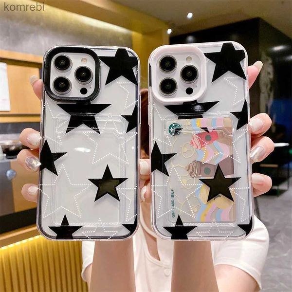 Capas de telefone celular USLION Transparente Star Card Holder Phone Case para iPhone 15 14 13 12 11 Pro Max X XR XS Soft TPU Card Pocket Protection CoverL240110