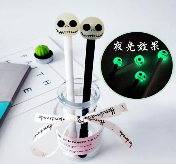 36PCSlot Luminous Skull Skeleton Gel Stift 05mm Schwarz Student Gel Stift Kawaii Schule Liefert Schreibwaren 2012025585340