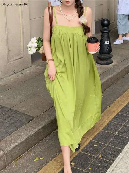 2023 vitalidade vestidos verão casual menina fruta verde dupla alça de ombro tubo superior suspender vestido na moda bodycon indefinido