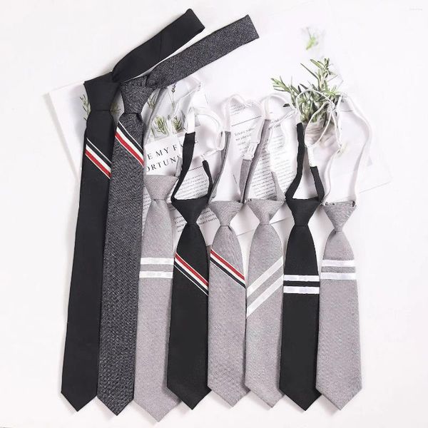 Papillon JK da donna a righe corte Free College Grey Retro Hand Tie TB Shirt DK da uomo