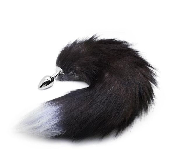 Очаровательный Naughty Black Fox Tail из мягкой искусственной шерсти, металлические анальные секс-игрушки для пар, флирта, анальная пробка для взрослых 174024262182