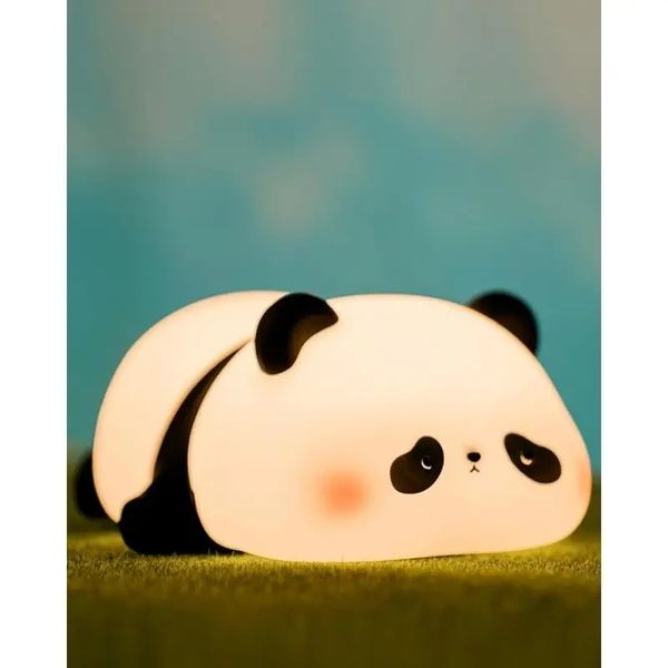 1 Stück süßes Panda-Nachtlicht, LED-Squishy-Tier-Nachtlampe, lebensmittelechtes Silikon, 3-stufig dimmbares Nachtlicht, für Raumdekoration, süße Geschenke für Jungen und Mädchen