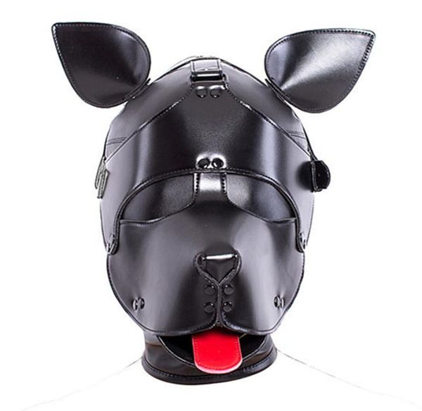 PU Cappuccio in pelle Maschera Copricapo Bondage per cani Schiavo in giochi per adulti per coppie Prodotti del sesso fetish Flirtare Giocattoli per donne Uomini Gay3455596