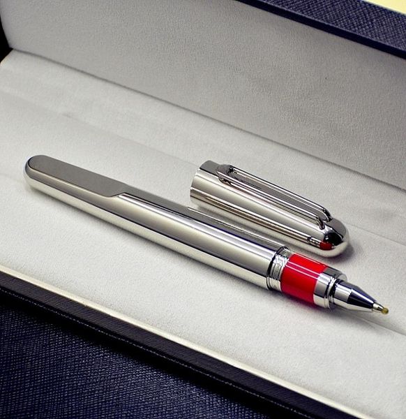 Üst Lüks Manyetik Kalem Sınırlı Edition M Serisi Gümüş ve Gri Titanyum Metal Roller Top Kalem Beyaz Kalem Kırtasiye Yazma 7471529