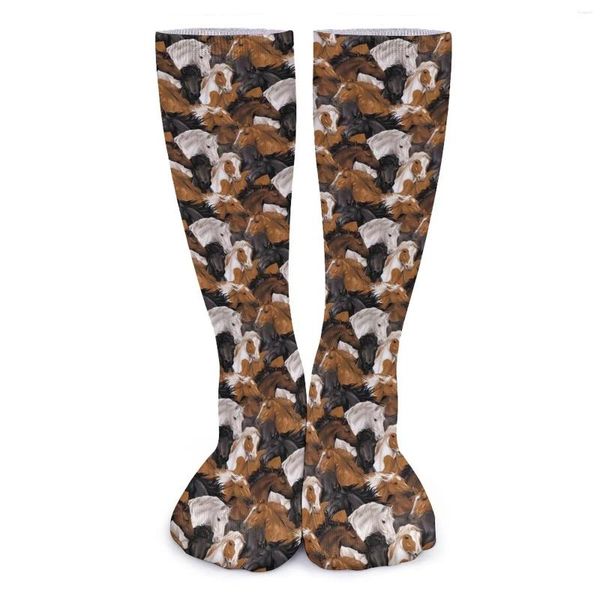 Calzini da donna Vintage Horse Art Animal Calze gotiche da uomo Calde morbide per esterni invernali stampate antiscivolo