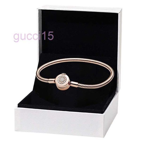 Rosegold Krone oder Schlangenkette Armbänder für 925 Sterling Silber Hand Designer Schmuck für Frauen Freundin Geschenk Bettelarmband-Set mit Originalverpackung VBSL