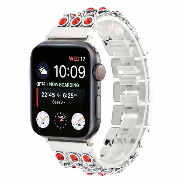 Aksesuarlar Kadın Bling elmas bilezik metal bant elma saati için 6 SE 5 4 3 Iwatch 40mm 44mm 38mm 42mm Fran35K Gümüş Serisi