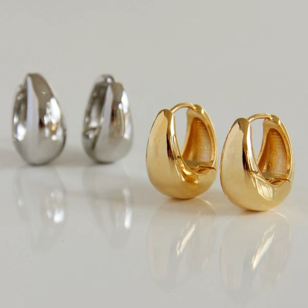 Золотые и серебряные серьги-кольца для женщин, серьги геометрической формы с каплями воды, женские серьги-гвоздики из нержавеющей стали, золотые серебряные серьги, ювелирные аксессуары