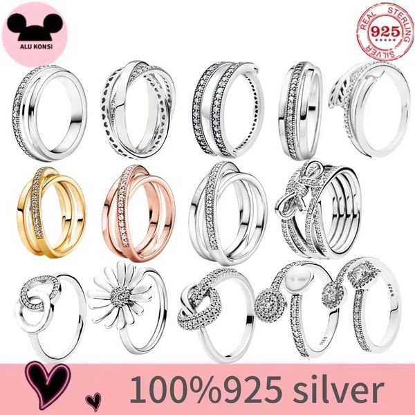 Ringe Heißer Verkauf Fit Original Echt 100% 925 Sterling Silber pan ring Für Frauen Herrliche Blüten Durchbrochene hochzeit paar ringsDIY Schmuck