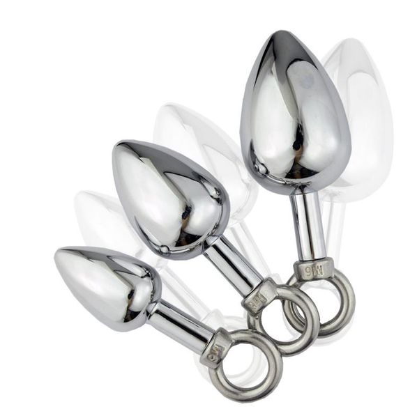 3 pçsset pequeno médio tamanhos grandes anal plug aço inoxidável puxar anel brinquedos butt plugs produtos adultos para mulher e men6230959