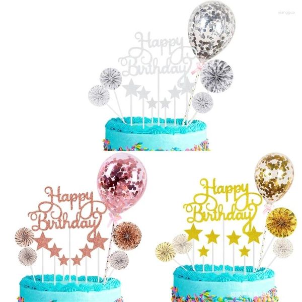 Articoli per feste Palloncini scintillanti che decorano torte Ventagli di carta Cupcake Topper in oro rosa/oro/argento Decorazioni a stella