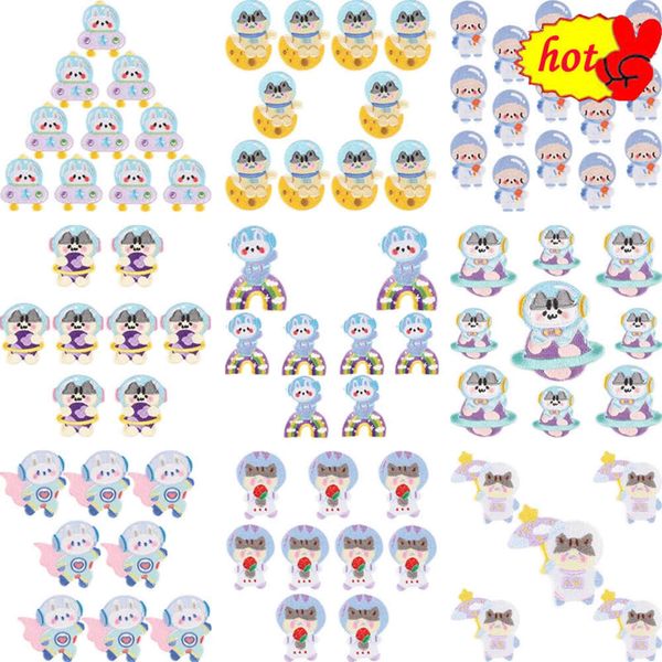 10 Stück Lot Großhandel Stick auf Patches Groß für Kleidung Nähen Niedliche Kinder Space Rainbow Star Parche Anime Ropa Infantil Stickerei Diy