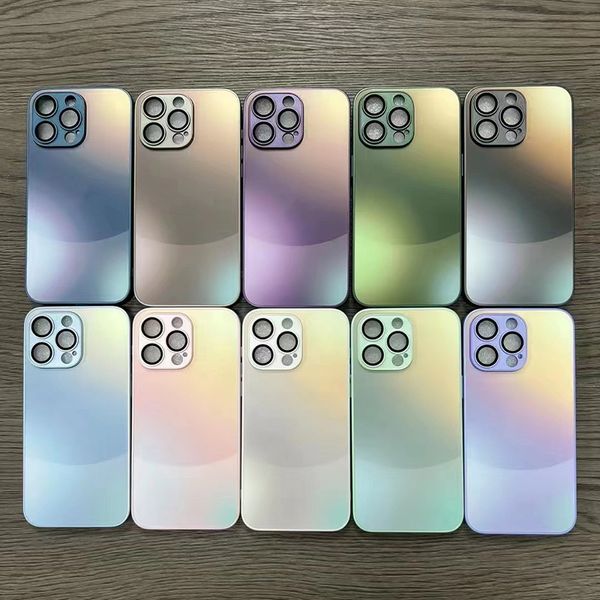 Capa de telefone de vidro fosco gradiente para iphone 15 pro max capa traseira à prova de choque para iphone 14 13 12 11 pro plus capa amortecedora