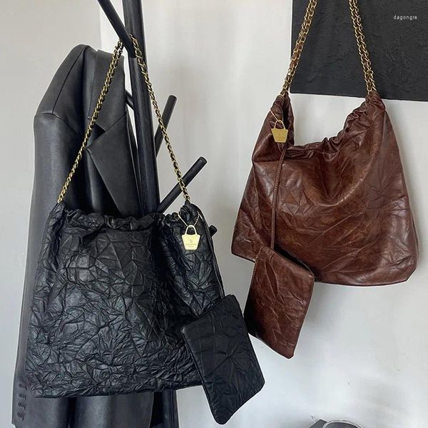 Вечерние сумки, женская сумка на плечо с цепочкой, текстура, воздушная плиссированная искусственная кожа, женская сумка большой вместимости, роскошная дизайнерская сумка в стиле ретро