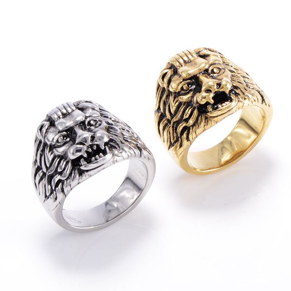 Новое мужское кольцо с головой тигра и льва из титана, ретро-хипстерское индивидуальное властное кольцо
