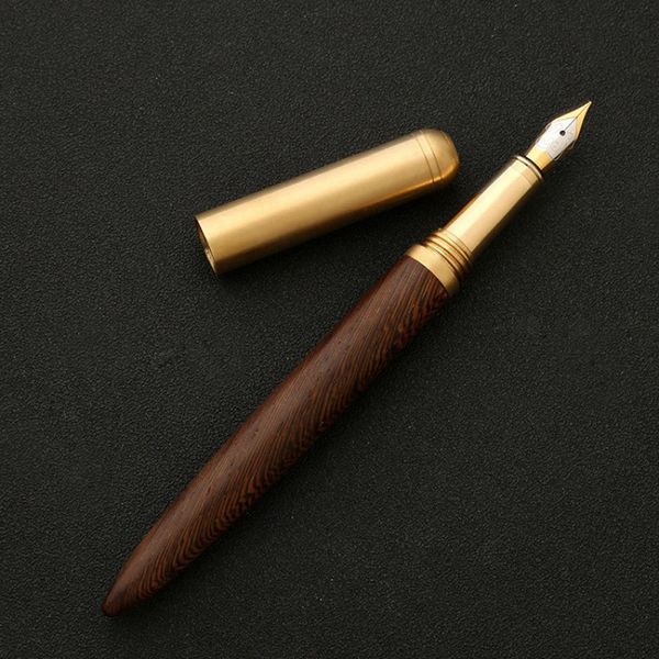 2023 Luxus Marke Brunnen Stift Holz Messing Spin Elegante Schreibwaren Schule Liefert Kalligraphie Tinte Stifte Caneta de presente 240111