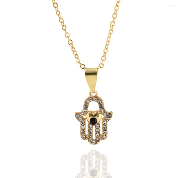 Halskette Ohrringe Set Ruixi Modeaccessoires Klassische Fatima Hamsa Hand Retro Gold Hohle Herzform Frauen Geschenk Party