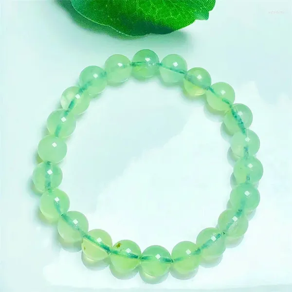 Braccialetti di collegamento Braccialetto di prehnite naturale Braccialetto di gioielli di cristallo con pietre preziose per le donne Guarigione Regalo di festa della Boemia 1 pz 7MM / 8MM