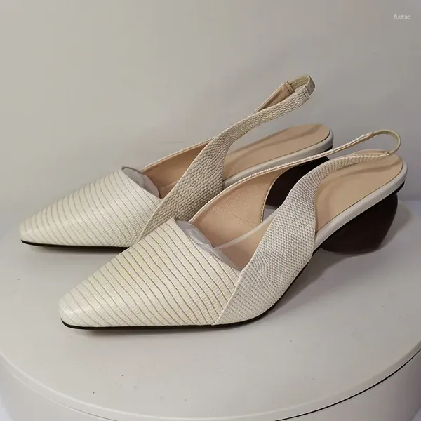 Sandálias 2024 Mulheres Sapatos de Couro Plus Size 22-26.5cm Primavera-Verão Lagarto Pele de Carneiro Cunhas de Salto Alto para