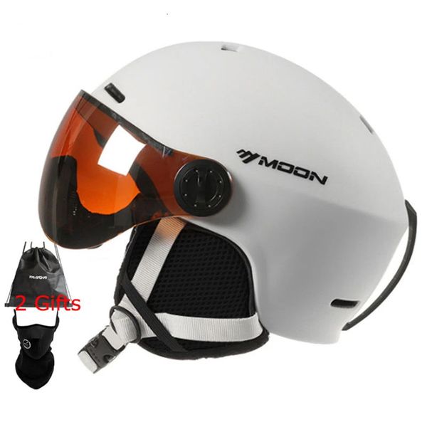 Лыжный шлем MOON с козырьком, литые очки, высококачественное оборудование для занятий спортом на открытом воздухе, сноубордом, скейтбордом 240111