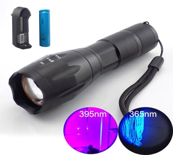 365 nm 395 nm Hochleistungs-UV-LED-Taschenlampe Zoom Fluoreszierendes Schwarzlicht Ultraviolett 18650 Blitzlampenlicht Taschenlampen zur Erkennung7682354