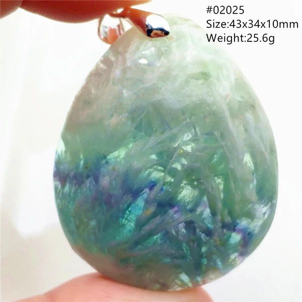 Ciondoli Naturale Blu Verde Piuma Fluorite Quarzo Collana con ciondolo Gioielli Regalo di moda Donna Goccia d'acqua Angelo colorato Fluorite AAAAA