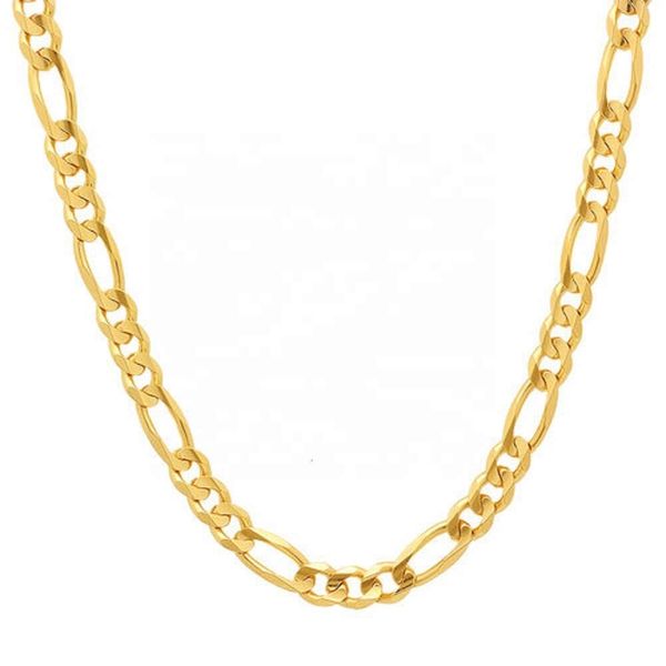 Ожерелье-цепочка FirstMadam из 18-каратного золота 5,5 мм Figaro с 3+1 звеньями, сделано в Италии, AU750 Мужчины Женщины