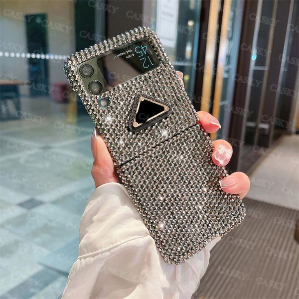 Marca Designer Samsung Phone Case Galaxy Zfold 2 3 4 5 Tela Dobrável Full Diamond Dobrado Telefones Capas Z Flip 1 2 3 4 5 Casal Capa de Celular