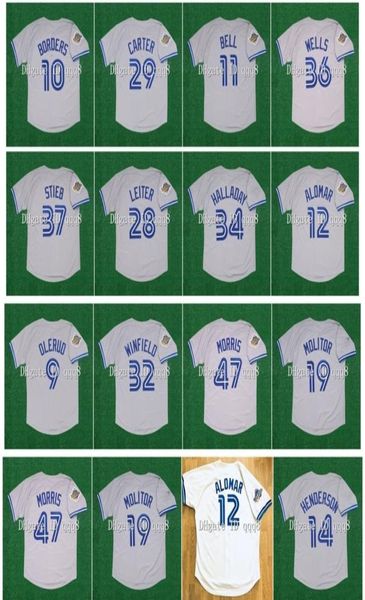 Na85 1992 Retro 29 Joe Carter Trikot 12 Roberto Alomar 11 Derek Bell 37 Dave Stieb 9 John Olerud 47 Jack Morris 32 Dave Winfield J9339857