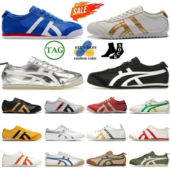 Designer Mulheres Running Shoes Onitsukass Tiger México 66 Homens Mulheres Azul Preto Branco Prata Marrom Vermelho Sapato Ao Ar Livre Esportes Sapatilhas Mens Treinadores