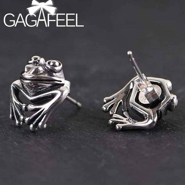 Orecchini GAGAFEEL S925 Argento Sterling Piccolo Rospo Dorato Rana Orecchino Orecchini a lobo per le Donne Gioielli Orecchino Di Natale Femminile