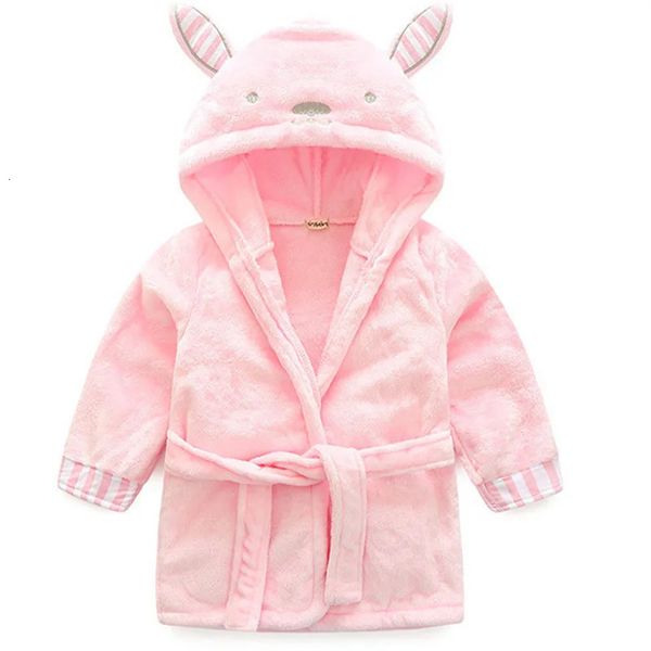 Kinder-Pyjamas, Winter-Kaninchen, halten warm, Flanell-Robe, Kinder-Bademäntel, Baby-Jungen-Mädchen, mit Kapuze, Homewear, Mädchen-Nachtwäsche zu Hause, 240111