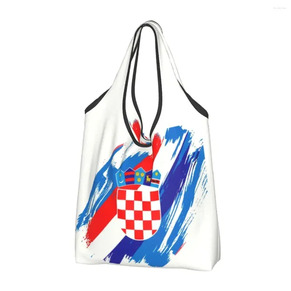 Einkaufstaschen, modische Tragetasche mit Flagge von Kroatien, tragbar, kroatisch, patriotisch, stolz, Lebensmittelgeschäft, Schultertasche